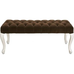Resim Mobilya Baba Kont Kapitoneli Beyaz Kahve Bench Puf 120CM 