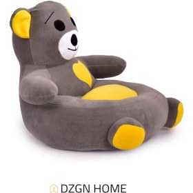 Resim Dzgn Home Portatif Taşınabilir Pelüş Ayıcık Koltuk- Çocuk Koltuğu - Gri Sarı 