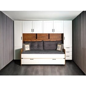 Resim Sweety Komple Mdf Membran Dolaplı Yavrulu Ranza Ceviz Beyaz 190 x 90 