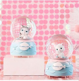 Resim Mien Dekoratif Pilli Müzikli Kedi Figürlü Hediyelik Kar Küresi Küçük Boy 1229 