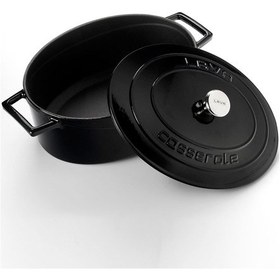 Resim Lava Döküm Oval Tencere. Folk Serisi Ölçü 21x27cm. Siyah Siyah 