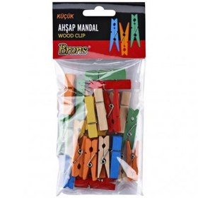 Resim Brons Ahşap Renkli Mandal Küçük 24'lü Paket 