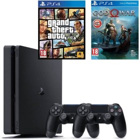 Resim Sony Ps4 Slim 500Gb Konsol + 2. Ps4 Kol + Ps4 Gta 5 + Ps4 God Of War 