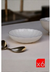 Resim Kütahya Porselen Bone Luz Platin Fileli Bowl Kase 25x6cm 2000ml 6 Lı Bnlzf25ks00 Çok Renkli 