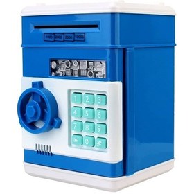 Resim Şifreli Otomatik Kağıt Para Alan Kasa Kumbara Elektronik Atm Mavi 