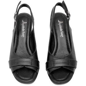 Resim Elit Koc22-18 Kadın Hakiki Deri Topuklu Sandalet Siyah Siyah 