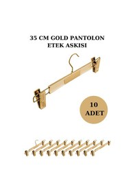 Resim 10 Adet Plastik Gold Kaplama Pantolon Askısı Etek Askısı Altın 