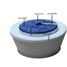 Resim Fabrikam06 Lacivert Sarık, Gri Püskül Sarık ,imam Sarığı,cami,cübbe,takke,sarık,lacivert Imam Sarığı,59 Cm S064 Beyaz - Lacivert Beyaz - Lacivert 