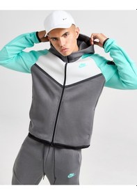 Resim Nike Tech Fleece Fz Windrunner Hoodie Erkek Sweatshirt-sportxoutlet Gri - Beyaz 