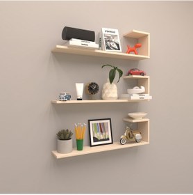 Resim Rafkestir 3 Lü Minas Duvar Rafı Krem ( Parlak ) 