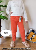 Resim VİP BERA TEKSTİL Çocuk Açık Turuncu Kışlık 3iplik Paçası Lastikli Eşofman Altı 