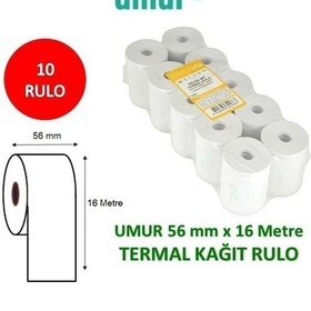 Resim Umur Yazar Kasa Rulosu Termal 10'lu 56 Mm X 14 Metre Beyaz Renkli Kağıt 