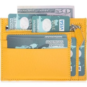 Resim Bouletta Zip Deri Kadın Fermuarlı Kartlık Sarı 