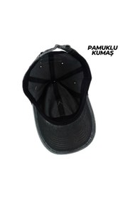Resim Perlotus Vintage Yıkamalı Pamuk Şapka Dört Yapraklı Yonca Nakışlı Yeşil Siyah 