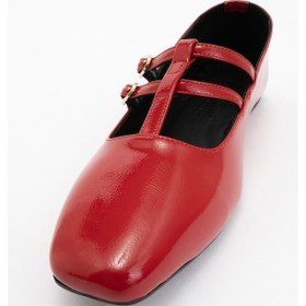 Resim Luvi Shoes Starlıng Kırmızı Rugan Hakiki Deri Kadın Babet Ayakkabı Kırmızı Rugan 