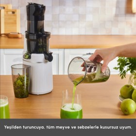 Resim Karaca Fresh Press Slow Juicer Yavaş Sıkım Katı Meyve Sıkacağı Cream 