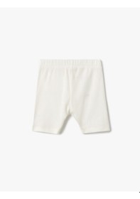 Resim Koton Pamuklu Lastik Detaylı Ribanalı Basic Kısa Tayt Ekru 5skg40011ak Ekru 