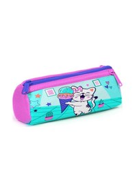 Resim Coral High Kids Turkuaz Pembe Dondurmalı Kedi Desenli Üç Bölmeli Kalem Çantası 22051 