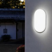Resim 20W Oval Beyaz LED Nemliyer Armatür – IP65 Su Geçirmez Tavan/duvar Lambası, 6500K Beyaz Işık, 2000 Lümen, 27X16.7 Cm, Iç ve Dış Mekan Kullanıma Uygun, Banyo Balkon Bahçe Aydınlatması 