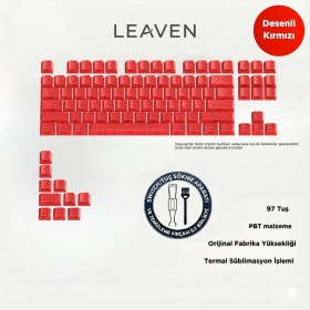 Resim Leaven Mekanik Klavye Tuş Takımı-Pbt Çift Baskı Keycap Seti- Çizgi Desenli 97 Tuşlu -Kırmızı Tuş Takımı 