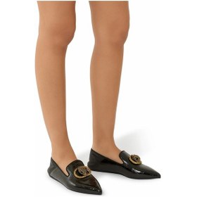 Resim Kurt Geiger Chelsea Point Deri Lüks Tasarım Kadın Loafer Siyah 