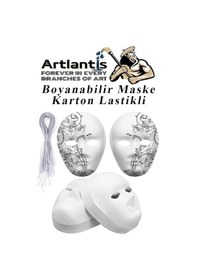 Resim Maske Boyama 19x24 Cm 10 Adet Boyanabilir Maske Karton Lastikli İnsan Yüzü Suratı Okul Sınıf Etkinlikleri Hobi 