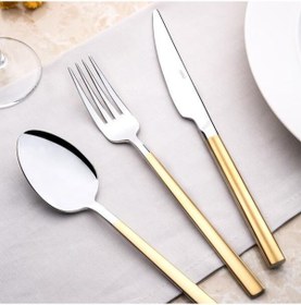 Resim Nehir Dalyan Altın Sade 89 Parça Kaşık Çatal Bıçak Takımı Altın 