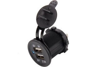 Resim Aogo Su Geçirmez 12V USB Priz Motosiklet Araba Tekne Çift USB Şarj Soketi 5V1A 5V2.1A 