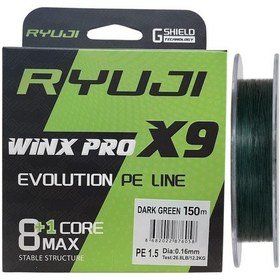 Resim Ryuji Winx Pro X9 150mt 0.16mm İp Misina Koyu Yeşil 