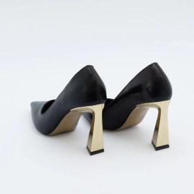 Resim Ruxene Beta Kapalı Sivri Burun 8cm Kalın Topuk Abiye Stiletto Topuklu Ayakkabı 