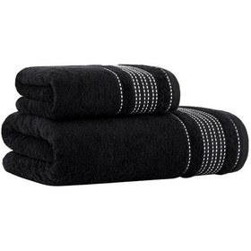 Resim Ladin Pamuk Banyo Havlusu 70x140 Siyah 