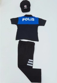 Resim Ugurbocegicocukdunyası Uğur Böceği Çocuk Polis Kostüm Polo Yaka Tişortlü Polis Kıyafeti Mavi Mavi 