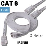 Resim İrenis 3 Metre CAT6 Kablo Yassı Ethernet Network Lan Ağ İnternet Kablosu Fuşya 