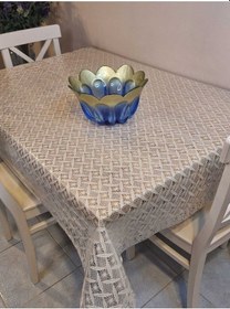 Resim Ithal Pvc Muşamba - Desenli Silinebilir Masa Örtüsü 07iz13 Bej 