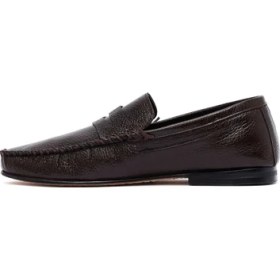 Resim Erkek Kahverengi Deri Loafer 25SFD6028FT 