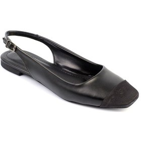 Resim Shoetek Ailse Kadın Babet Arkadan Bantlı Tokalı Siyah Deri Siyah Cilt 