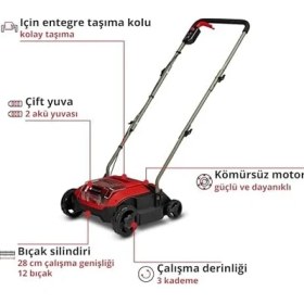 Resim Akülü Kazıma/havalandırma Makinesi Gc-Sc 18/28 Li-Solo Power X- (18 V, 28 cm Çalışma Genişliği, Kömürsüz Motor, 12 Bıçaklı Bıçak Silindiri, Çift Yuva, Akü Dahil Değildir) 