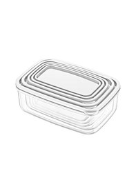 Resim Kapris Dikdörtgen Erzak Saklama Kabı 5'Li Beyaz 