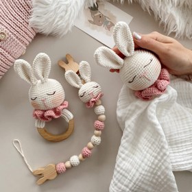 Resim Amigurumi Müslin Tavşan Uyku Arkadaşı - 3lü Set 