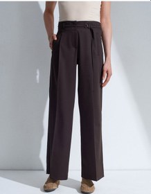 Resim Dilvin 72683 Kemerli Geniş Paça Pantolon-kahve 