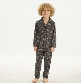 Resim Sevim Erkek Çocuk Uzun Kol Önden Düğmeli Füme Pijama Takım C5t1n7o8 001 