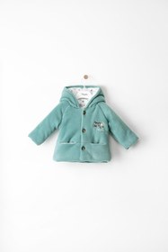 Resim Babydola 0-2 Yaş 2.5 Tog Pamuk Astarlı Polar Kapşonlu Erkek Bebek Çocuk Kaban Mint 12522 