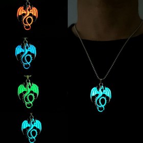 Resim Luminous Kolye Ejderha Kolyesi Punk Gotik Luminous Paslanmaz Çelik Kolye Takı Aksesuarları Hediye 