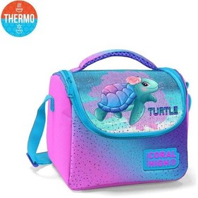 Resim Coral High Kids Açık Pembe Mavi Kaplumbağa Desenli Thermo Beslenme Çantası 11870 