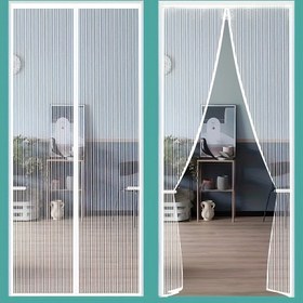 Resim Manyetik Sivrisinek Kovucu Kapı Perdeleri - Beyaz Dikey Çivtilerle Teal Çerçeve, Ev, Mutfak veya Banyo İçin Kolay Kurulum, Sivrisinek Kovucu Perdeler | Modern Kapı Perdeleri | Kolay Kurulum Perdeleri 
