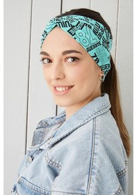 Resim Eşşiz Desenli Bandana Saç Bandı Ekstra Yumuşak Esnek Doğal Pamuklu Penye - Tek Ebat / Turquaz Turquaz 