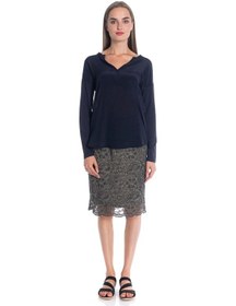 Resim Bulalgiy Kadın Lacivert İpek Bluz - Bga111190 Lacivert 