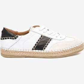 Resim Kadın Bej Süet Beyaz Hakiki Deri Sneaker Ayakkabı 