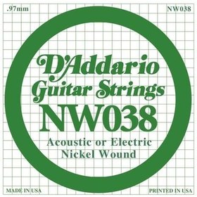 Resim D'Addario NW038 Nickel Wound Elektro ve Akustik Gitar Tek Teli - .038 (Aksesuar) | Yüksek Karbon Çelik Öz, Dengeli Gerilim, Sıcak Ton Karakteri ve Üstün Akort Kararlılığı 