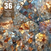 Resim 36 adet tekrarsız parlak yıldızlı gökyüzü cam parçaları scrapbook kağıdı, el yapımı tebrik kartları, arka plan matları, junk günlükler, hediye paketleme, anma albümleri ve retro günlükler için dekoratif malzeme kağıdı, 14.99 * 14.99 cm 